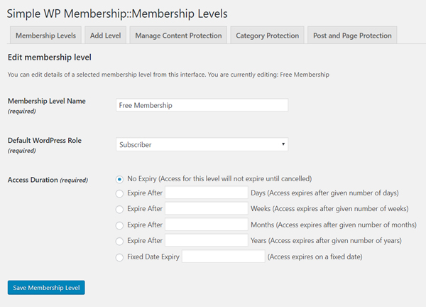 creating-free-membership-level